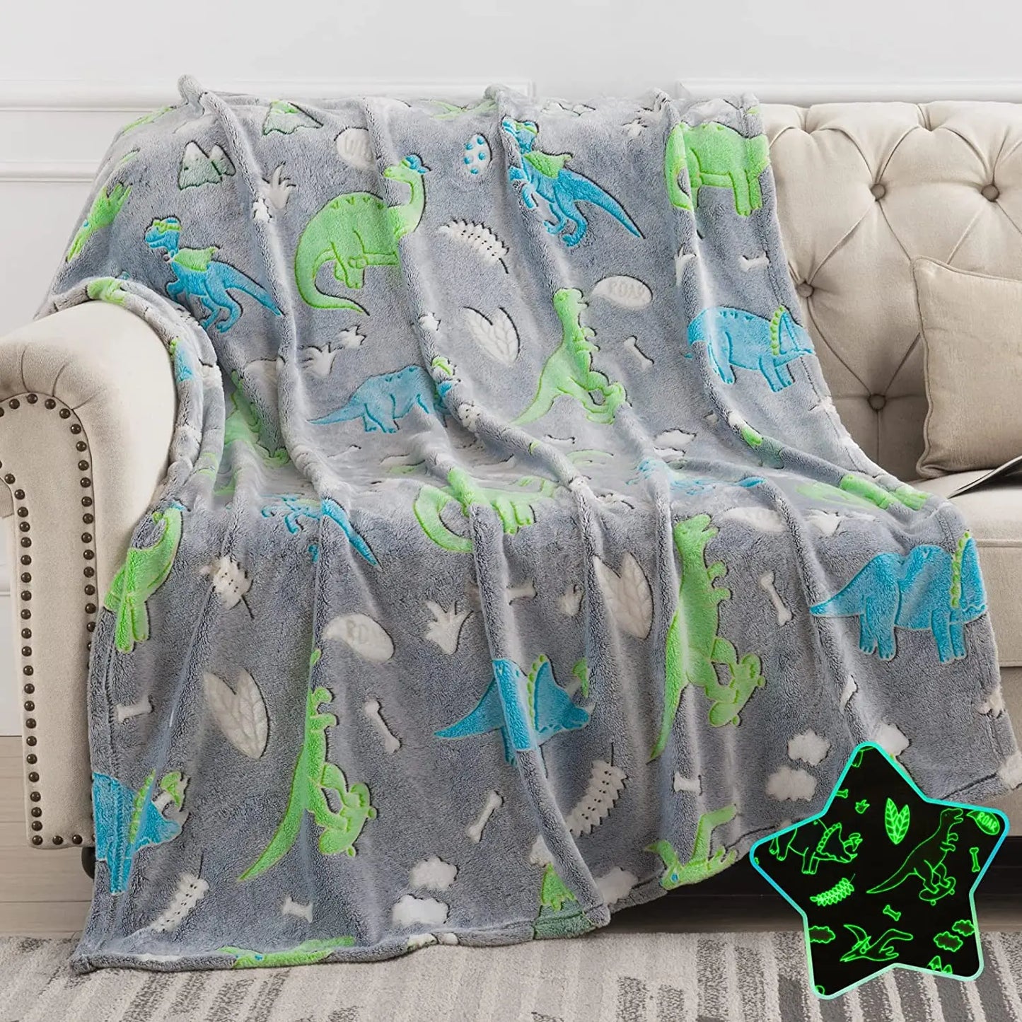 Plaid Phosphorescent Dinosaure